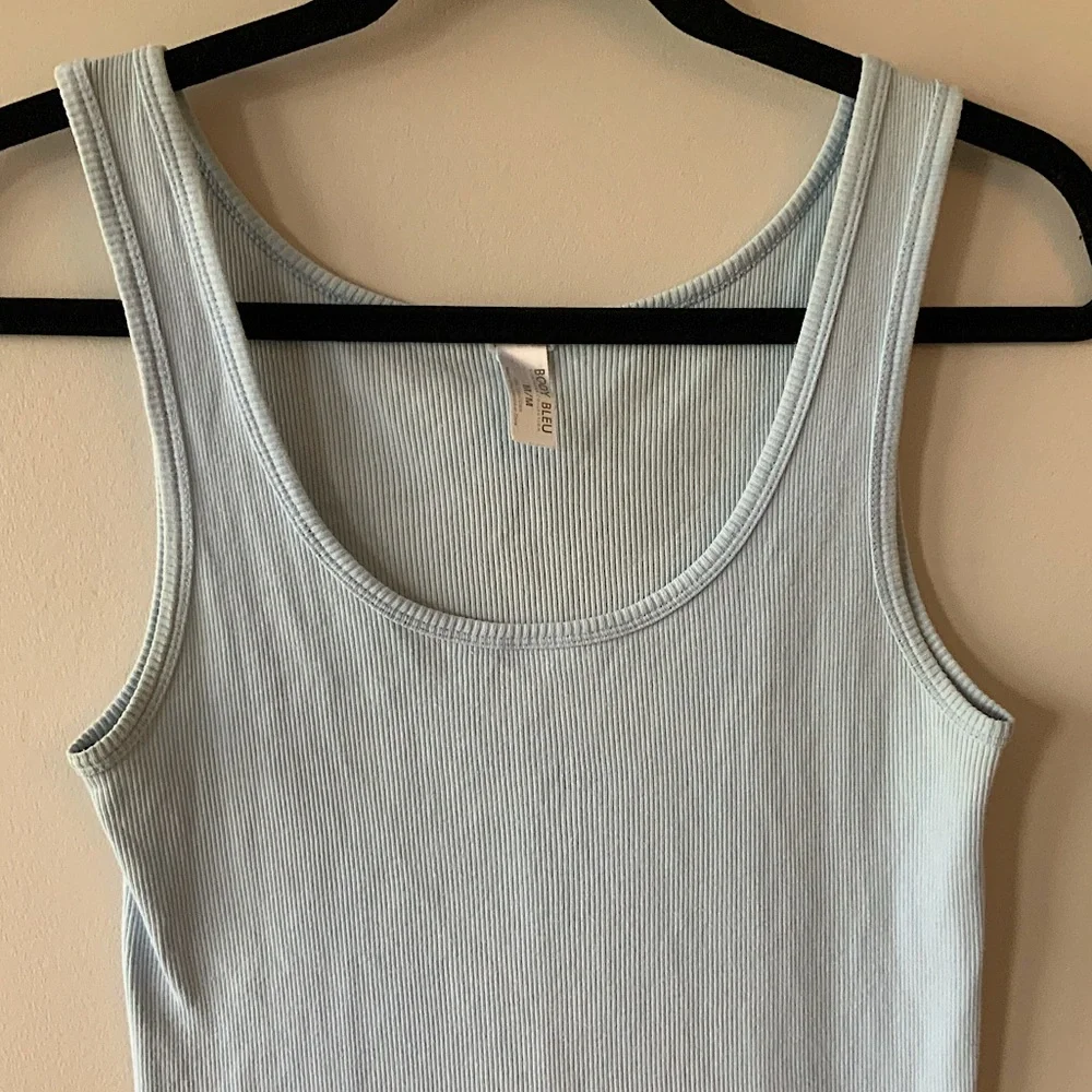 Light Blue Ribbed Tank Top - Picture 4 of 13